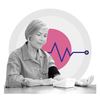 woman taking own blood pressure reading